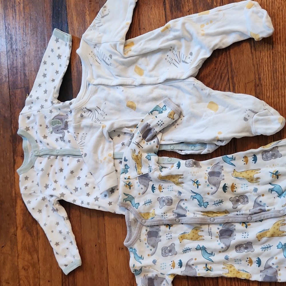 Assorted Animal Print Pajamas, Sized 3-6 Months